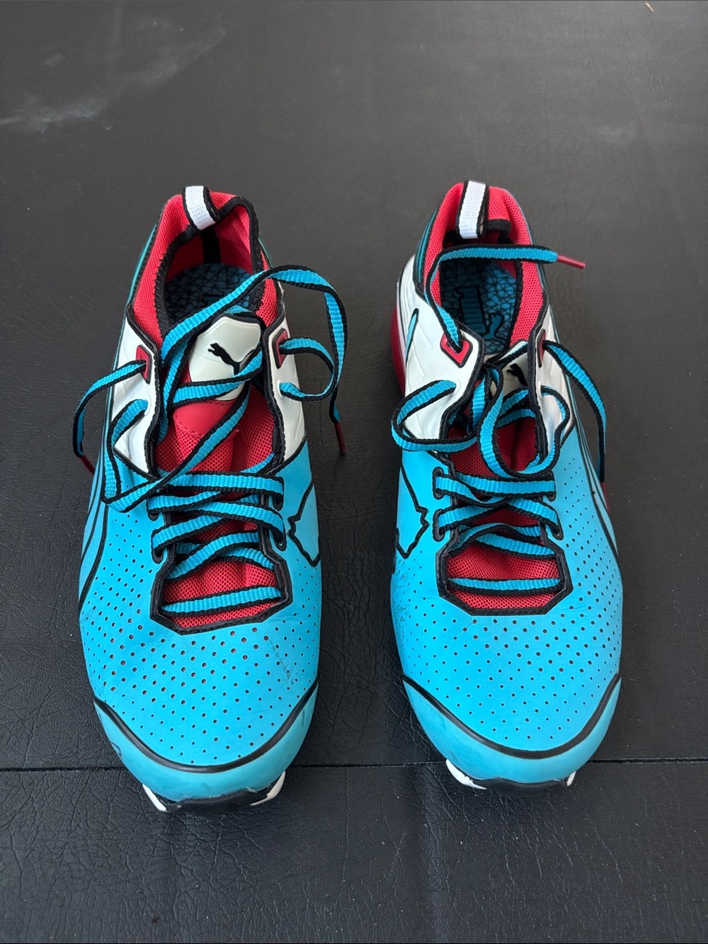 Puma Turquoise and Red Performance Sneakers